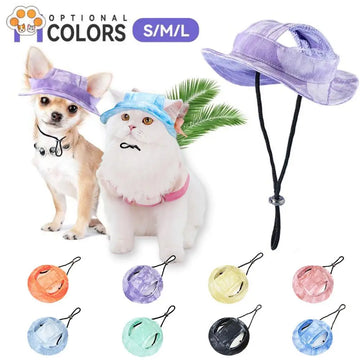Small Dog Cat Hats Adjustable Travel Sun Protection