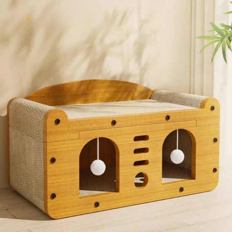 Cat House with Wear-Resistant Scratch Board