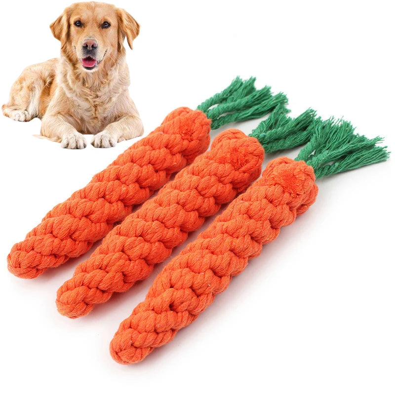 Dog Chew Toy Set Carrot Rope Dumbbell
