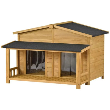 Outdoor Dog House with Balcony